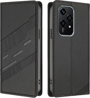 Immagine prodotto di Custodia per Honor 200 Lite, custodia a portafoglio in Finto cuoio con slot per carte e funzione stand Schwarz