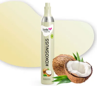 Produktbild von SodaTASTE Kokosnuss - CO2-Kaufzylinder (Reservezylinder), zuckerfrei für bis zu 60l gesprudeltes Wasser mit Geschmack