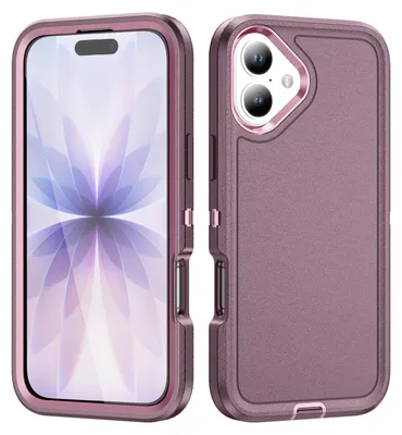 Produktbild von Handyhülle für iPhone 17 Hybrid Dreilagige Militärischer Heavy Duty Stoßfeste Schutzhülle Lila