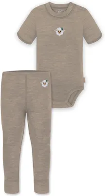 Produktbild von normani Baby Merino Kurzarmbody „Tihoi" und Hose „Tutira"