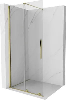 Produktbild von Mexen Velar Duschwand faltbar Walk-in 85 x 200 cm, transparent 8 mm, gold - 871-085-000-03-50