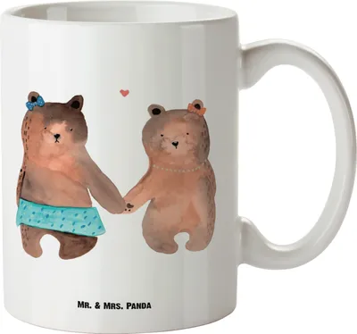 Produktbild von Mr. & Mrs. Panda Riesentasse Bär Freundin - Weiß - Geschenk, Große Tasse, Keramikbecher, Keramiktasse, Riesenkaffeetasse, steingut, Teetasse, Teddy