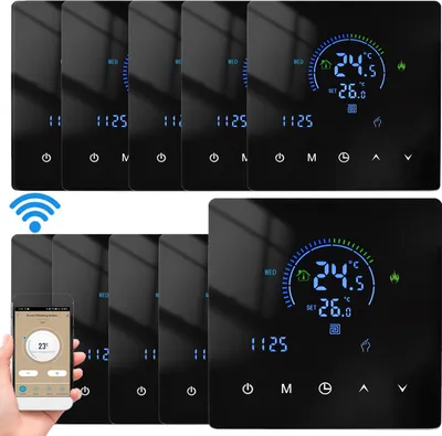 Produktbild von 10X WiFi-Thermostat, Digital LCD Raumthermostat , 3A Warmwasserbereitung Thermostat Wandthermostat Unterputz Fußbodenheizung Innenthermometer,programmierbare App-Fernbedienung