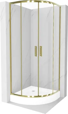 Zdjęcie produktu dla Mexen Rio kabina prysznicowa półokrągła 70 x 70 cm, transparent, złota + brodzik Rio, biały - 863-070-070-50-00-4710