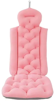 Immagine prodotto di Cuscino da bagno - Poggiatesta per vasca da bagno - 10 ventose - Supporto per testa, spalle e schiena - Rosa