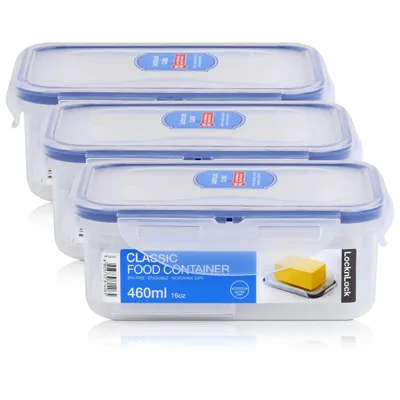 Produktbild von LocknLock Classic HPL814T Frischhaltedose 460ml - Luft & Wasserdicht (3er Pack)