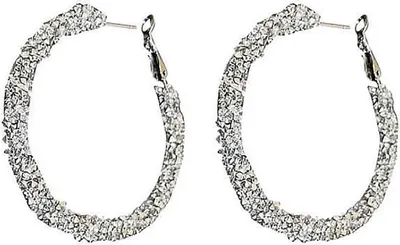 Produktbild von 1 Paar Damen-Ohrringe, funkelnde, bezaubernde Strass-Ohrringe, Modeschmuck, Accessoires, Alltagskleidung-Weiß