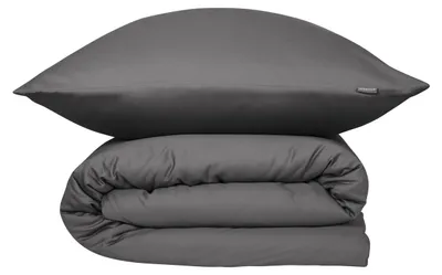 Produktbild von SCHIESSER Bettwäscheset Ella | Baumwollsatin | 2-teilig | Unifarben | 100% Baumwolle | Seidig glatt | YKK-Reißverschluss | 135x200 cm + 80x80 cm | Dunkelgrau