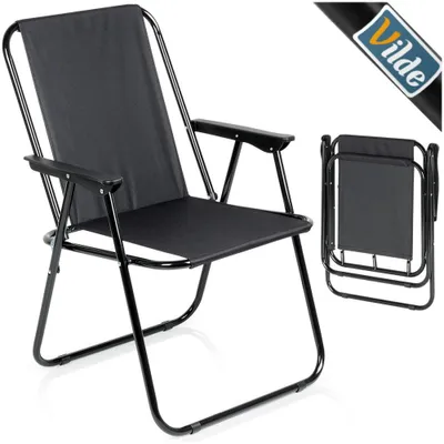 Produktbild von Vilde | Campingstuhl Klappbar - Gartenstuhl bis 120 kg - Platzsparend - Schwarz - Metall