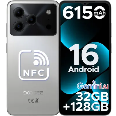 Produktbild von DOOGEE Note56 Pro Smartphone Handy, Android 16, 6,56" 90Hz, 6150mAh Akku, 32GB RAM+128GB ROM, 4G Dual-SIM, 13MP, NFC, Fingerabdruck, Gesichtserkennung