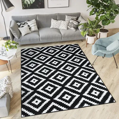 Obrázek produktu pro Tapiso Koberec LUXURY Moderní bílý černý obývací pokoj ÖKOTEX 300 x 400 cm