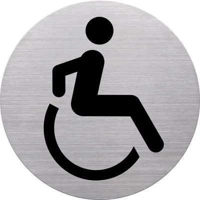 Zdjęcie produktu dla helit Piktogramm "WC Behinderte", Durchmesser: 115 m, silber