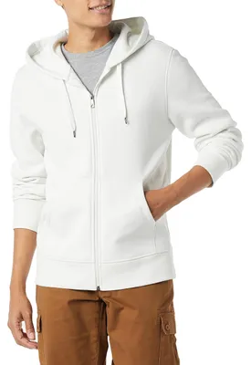 Produktbild von Amazon Essentials Herren Fleece-Kapuzenpulli mit durchgehendem Reißverschluss (erhältlich in den Größen Big & Tall), Weiß, L