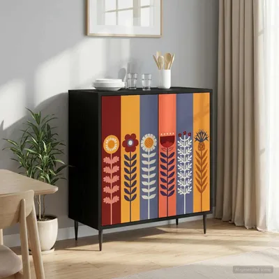 Immagine prodotto di vidaXL Credenza ESSEN, colore nero, aspetto legno di quercia, dimensioni 69 x 33 x 76 cm