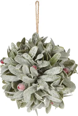 Produktbild von Hängende dekorative Kugel Leaf 11cm, rote Beeren