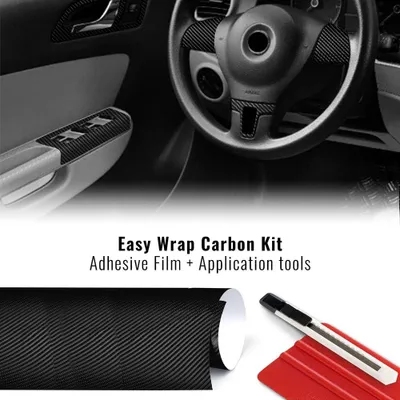 Immagine prodotto di Pellicola adesiva per wrapping Carbon + Spatola e Taglierino, 20 x 35 cm