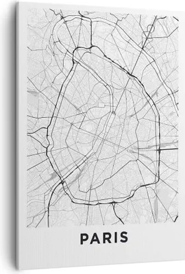 Produktbild von Bild auf Leinwand - Leinwandbild - Einteilig - Stadt Karte Paris - 50x70cm - Wand Bild - Wanddeko - Wandbilder - Leinwanddruck - Kunstdruck - Wanddekoration - Leinwand bilder - Wandbild - PA50x70-4868