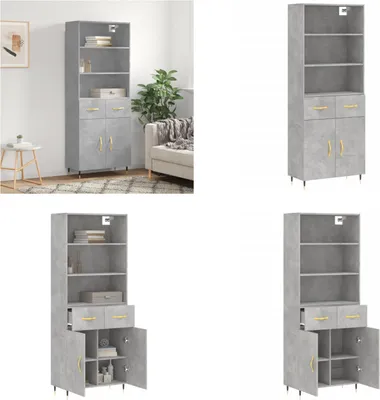 Produktbild von vidaXL Highboard Betongrau 69,5x34x180 cm Holzwerkstoff - Highboard - Highboards - Sideboard - Schrank