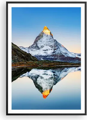 Produktbild von Gerahmtes Poster - Schwarzer Rahmen - Berge Gipfel Matterhorn - 70x100 cm - Wand Bild - Wanddeko - Wandbilder - Kunstposter - Wandposter - Bilderrahmen - Bilder - Kunstdruck - P2BPA70x100-5178