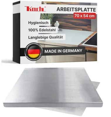 Produktbild von KOCH #82  EDELSTAHL Arbeitsplatte / Schneidebrett 70 x 54cm mit MEHLFANGKANTE