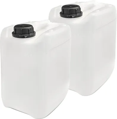 Immagine prodotto di plasteo® 2 taniche da 5 litri per l'acqua da campeggio taniche per l'acqua da campeggio sicure dal punto di vista alimentare e prive di BPA gastronomia campeggio commerciale caravan interno esterno