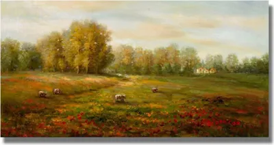 Produktbild von TPFLiving Kunstdruck LW-522 (OHNE RAHMEN) Poster - Leinwand - Wandbild - Hochauflösender Giclée-Druck, langlebig und hochwertig - Claude Monet - Pastorale Landschaft -  - Größe: 50x70cm