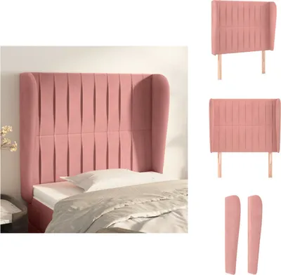 Produktbild von vidaXL Kopfteil mit Ohren Rosa 83x23x118/128 cm Samt -  Kopf- & Fußenden