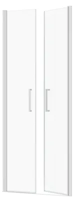 Image de Porte de Douche Double Battant 80x200cm - Verre Trempé Transparent 6mm - Profil Chromé