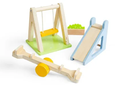 Produktbild von Bigjigs Holz Puppenhaus Gartenset -Outdoor Spielzeug für Kinder