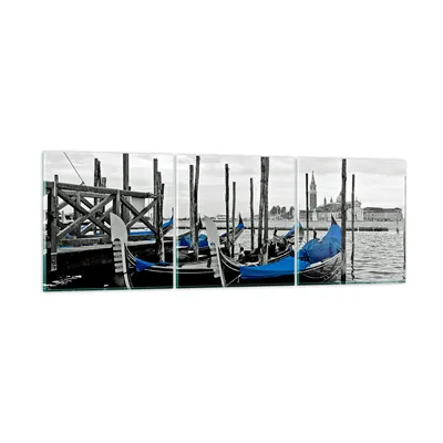 Produktbild von Bilder auf glas - Venedig Gondel Leuchtturm - 120x40cm - Glasbilder - Wandbilder - Kunstdruck - zum Aufhängen bereit - Wanddekoration aus Glas - Glas Bilder - Wandbild auf Glas - GCA120x40-0446