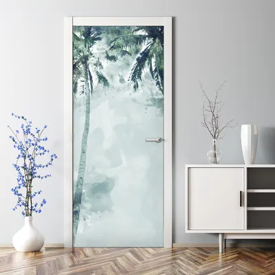 Produktbild von Dekorative Türposter Klebefolie selbstklebend Wandaufkleber Kokospalmen 85 x 200 cm