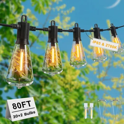 LED-Lichtslinger 24 m, 30+2 warmweiße Lampen, IP65, dimmbar, 4 Modi