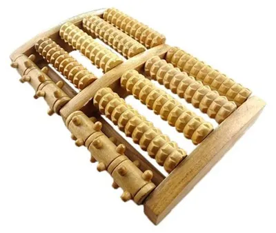 Image de Rouleau de massage pour les pieds en bois, à double rouleau, pour la réflexologie, 1 pièce, pour la relaxation