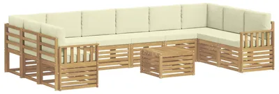 Produktbild von vidaXL Outdoor-Sofagarnitur 8 pcs Weiß und Creme 59 x 59 x 37 cm
