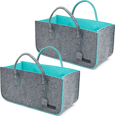 Produktbild von 2er Set Filztasche bis 25kg - 50x25x25 Filz Shopper Einkaufstasche Kaminholzkorb