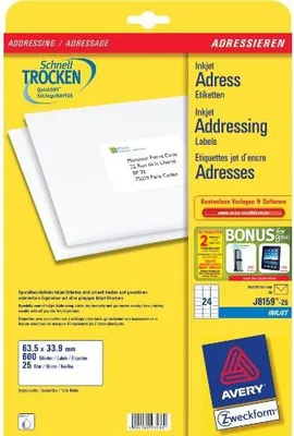 Obrázok produktu pre Adresný štítok Avery J8159-25 biely