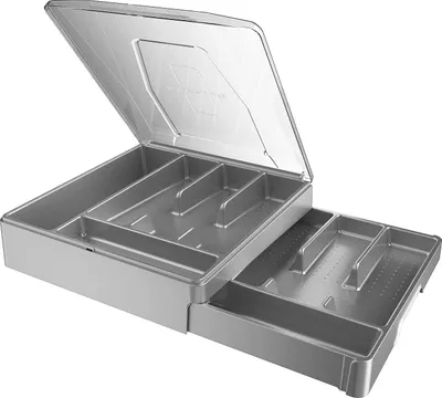 Produktbild von Doppelschichtige Besteckbox mit Deckel - Besteckorganizer für die Küche - Grau