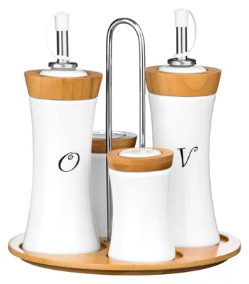 Immagine prodotto di Set da 4 pezzi di contenitori per spezie in bambù/Vetroceramica