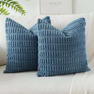 Productafbeelding van Kussensloop, corduroy, set van 2, malachietblauw, 45x45 cm