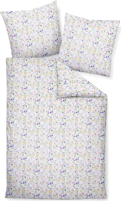 A bedding set including a duvet cover and two pillowcases, laid out flat on a white background.