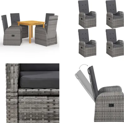 Produktbild von vidaXL 5 tlg. Garten Essgruppe Grau - Garten-Essgruppe - Garten-Essgruppen - Gartenmöbel - Gartenmöbel Set