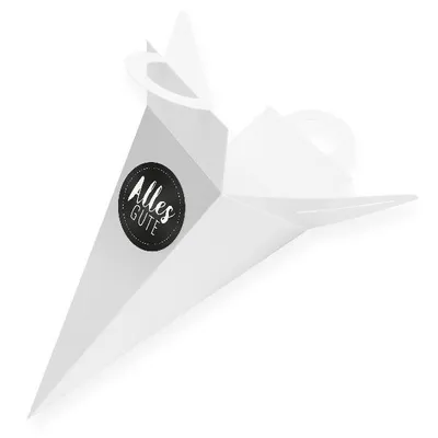 Produktbild von itenga Geschenktüte Schultüte Alles Gute 32 cm, Weiß + Sticker rund 7,0 cm