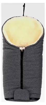 Produktbild von Fußsack aus Lammfell für Kinderwagen, graue Farbe, echtes Schaffell, warmer und winddichter Babyschlafsack (80X45CM) Dunkelgrau