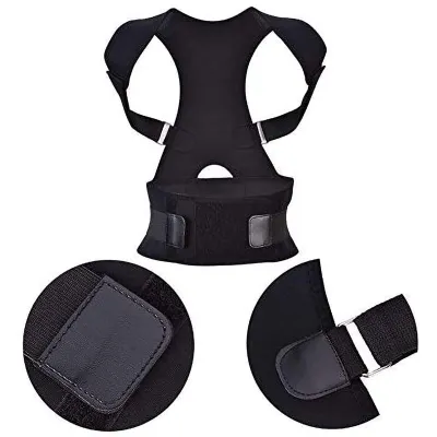 Produktbild von Verstellbare Schulterbandage, Taillengürtel, Rückenstütze, Haltungskorrektor für Damen und Herren (Schwarz, Größe L)