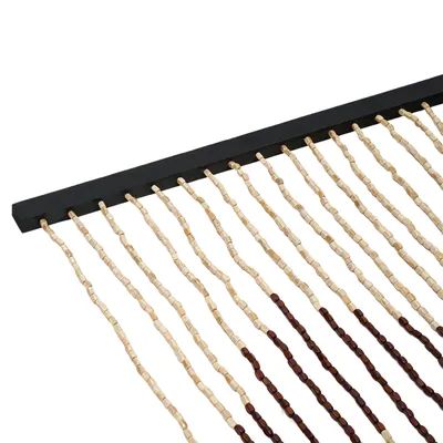 Image de Rideau de porte composé de 31 cordes Rideau suspendu Rideau de perles en bois avec motif en zigzag pour la décoration 91 x 220 cm  (marron et blanc)