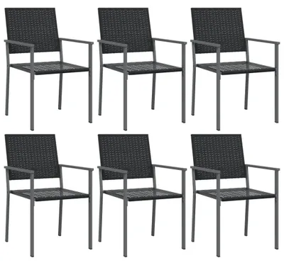 Image de vidaXL Chaises de jardin 6 pcs. noir 54x62,5x89 cm Poly rotin