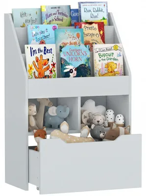 Produktbild von HOMCOM Kinderregal Bücherregal mit Schublade, 3 Ablagefächern, 2 offenen Fächern