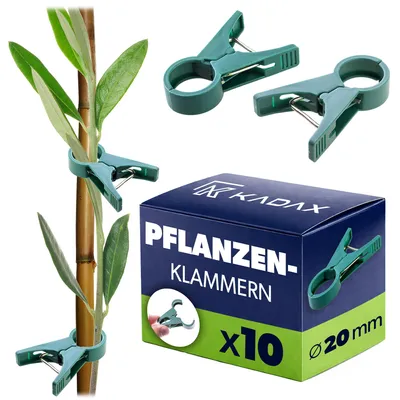 Produktbild von KADAX Pflanzenclips ⌀ 2 cm, 10 Stück, Tomatenclips aus Kunststoff, Pflanzenklammern zur Befestigung von Tomaten, Gurken & Kletterpflanzen im Gewächshaus