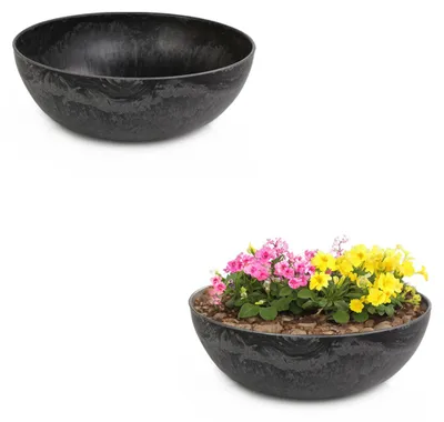 Image de Jardinières pour l'extérieur Vintage Jardinières décoratives rondes noires 2x 25 cm