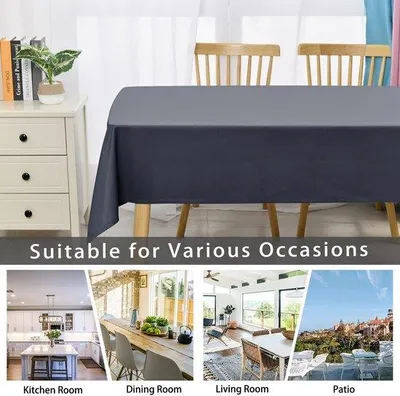 Imagen del producto de Mesa Ibzoa® - Mantel gris, 140 x 240 cm - 100% poliéster, impermeable, resistente a las manchas y lavable, ideal para mesas de comedor y de jardín